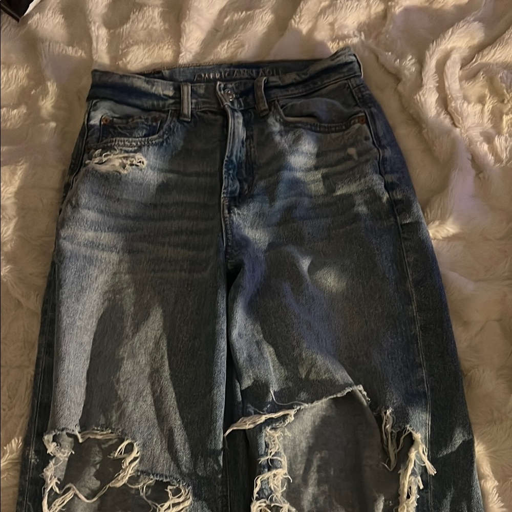 American Eagle Outfitters Ripped Blue Boyfriend Jeans